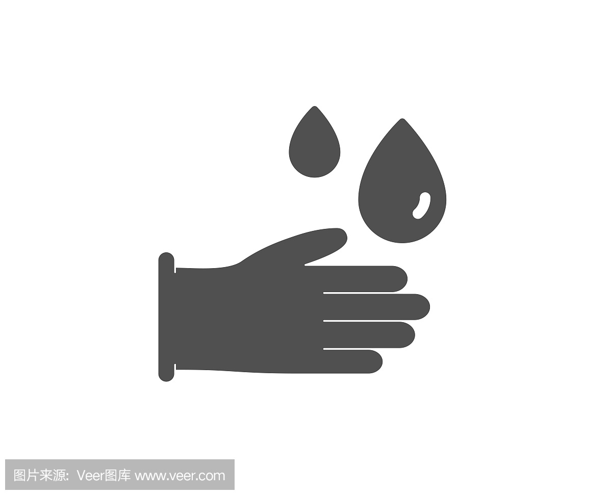 清洁橡胶手套简单图标。卫生的迹象。